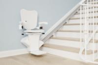 At the bottom of the stairs