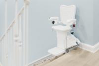 At the top of the stairs